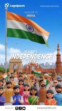 3d Happy Indendence Day India / Jai Hind Template Instagram Story