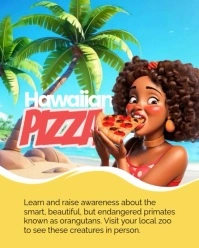 3d Hawaiian Pizza Day Instagram Portrait template