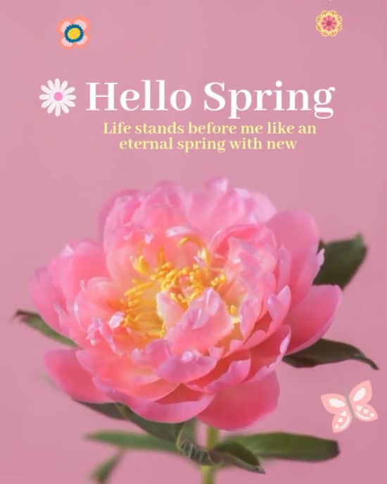 3d Hello Spring Instagram Portrait template