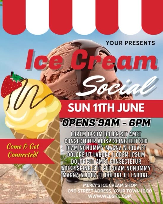 3d Ice Cream Social Instagram Portrait template