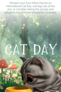 3d International Cat Day Poster template
