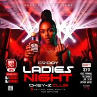 3d Ladies Night Club Party Square (1:1) template