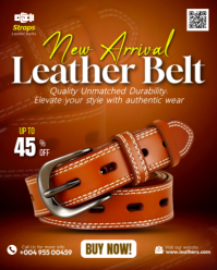 3d Leather Belt For Men Designer Brown Genuine Belts For Sale Advertisement Flyer Template Facebook Instagram Portrait