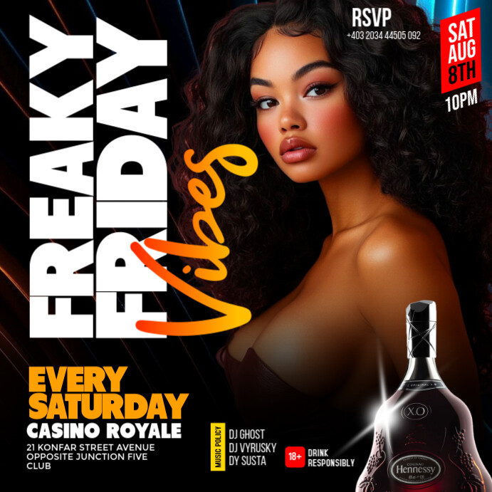 3D Maximalist Colourful Freaky Friday Party Club Flyer for Social Media Instagram Post template