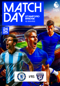 3D Maximalist Football Soccer Match Day Event Poster Design A4 template