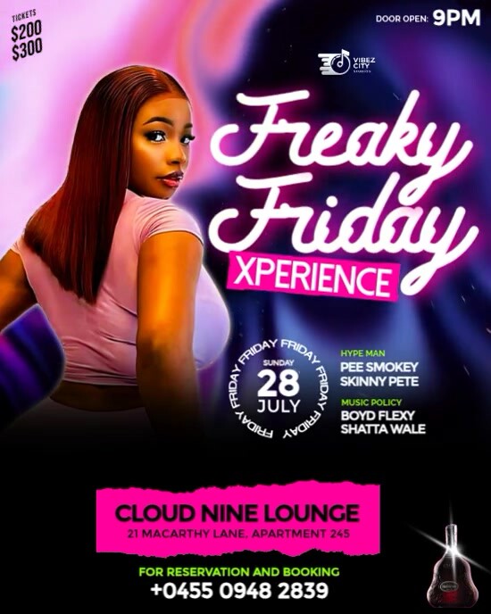 3D Maximalist Freaky Friday Night Club Party Flyer A4 Instagram Portrait template