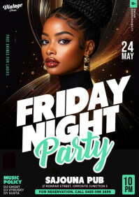 3D Maximalist Friday Night Club Event Party Event Video Flyer A4 template
