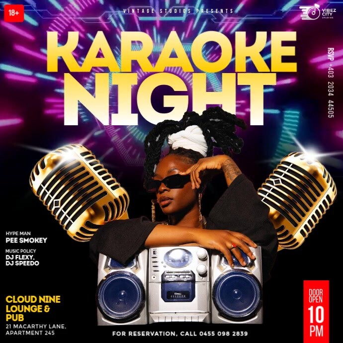 3D Maximalist Karaoke Night Party Flyer Video for Social Media Instagram Post template