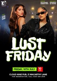 3D Maximalist Lust Friday Freaks Night Club Party Event Video A4 template
