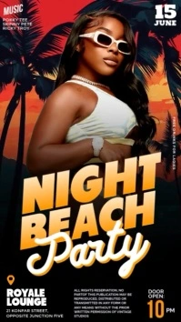 3D Maximalist Night Beach Party Flyer Video Design A4 Instagram Story template