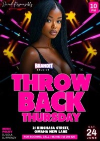 3D Maximalist Night Throwback Jams Club Party Event Video Flyer A4 template