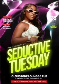 3D Maximalist Seductive Tuesday Night Club Event Party Flyer A4 template