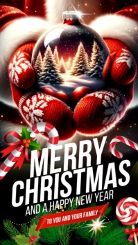 3d Merry Christmas and happy new year Flyer Instagram-Story template