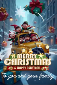 3d Merry Christmas And Happy New Year Video Poster template