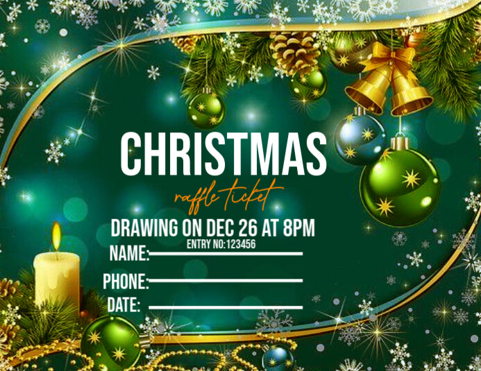 Christmas Raffle Text Vector 3d Merry Christmas Raffle Ticket Flyer (us Letter) Template | PosterMyWall