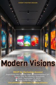 3d Modern Visions Art Exhibition 2025 | Contemporary Masterpieces Poster template