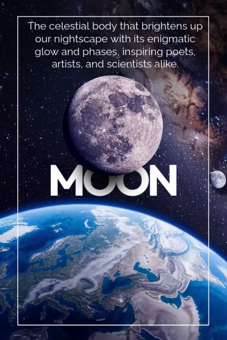 3d Moon Day Poster Plakkaat template