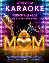 3D Mother's Day Karaoke Flyer 传单(美国信函) template