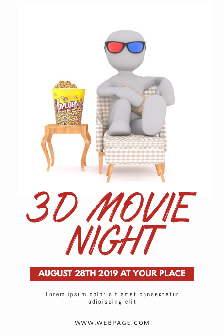 3d Movie Night Flyer Design Template Postermywall