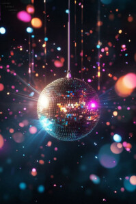3d Neon Disco Ball Vibe  Poster template