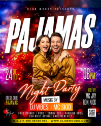 3d Pajama Party Pyajama Sleepover Pj Slumber Night Club Music Pajyama Bash Invitation Flyer Template Instagram Portrait