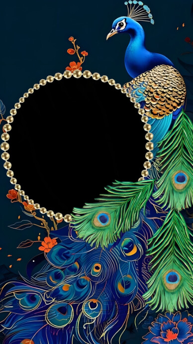 3d Peacock Theme Background  Digital Display (9:16) template