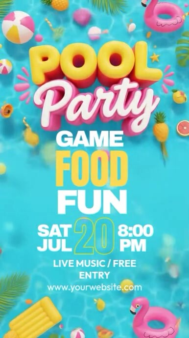 3d Pool Party Instagram Story Instagram-verhaal template
