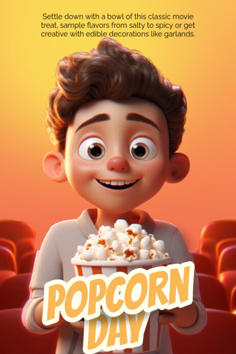 3d Popcorn Day Poster template