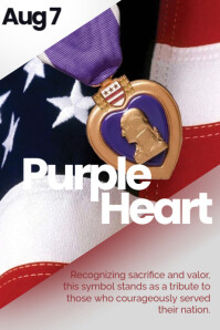 3d Purple Heart Day Poster template