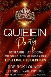 3d Queens Party  Poster template