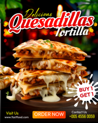 3d Quesadillas Mexican Cheese Tortilla Sandwich Food Restaurant Digital Signage Banner Flyer Templat Instagram Portrait template