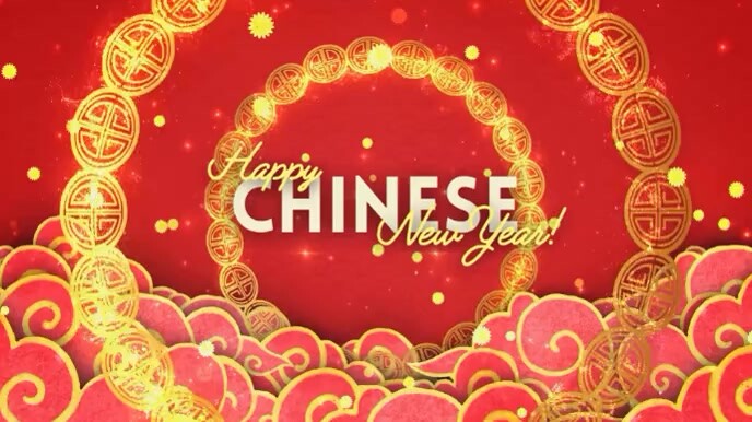 3d Red And Yellow Happy Chinese New Year Template Digital Display (16:9 ...