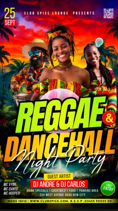 3d Reggae And Dancehall Party Caribbean Theme Night Music Festival Dj ...