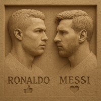 3d Ronaldo Vs Messi - Sandstone Legends  Instagram Post template