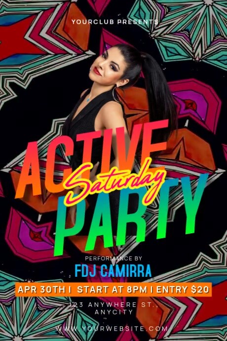 3d Saturday Active Party Poster Template | PosterMyWall