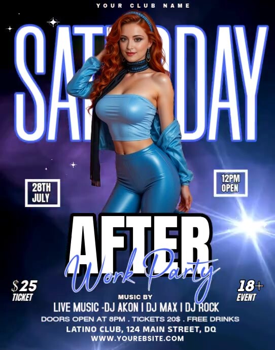 3d Saturday After Work Party Poster/wallboard Cartaz/placa template
