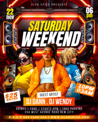 3d Saturday Weekend Night Club Party Disco Lounge Nightlife Live Dj Mix Festival Concert Flyer Templ Instagram Portrait template