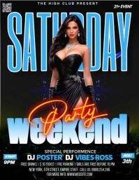 3d Saturday Weekend Party Flyer (us Letter) Volante (Carta US) template