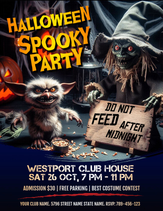 3d Spooky Halloween Party Invitation Flyer templaat | PosterMyWall