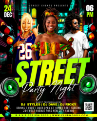 3d Street Bloc Party Traffic Lights Night Neighborhood Block Music Dj Festival Event Flyer Template Instagram Portrait