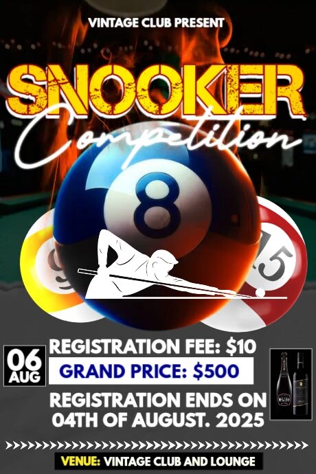 3D Strike: Snooker Arena Showdown Template | PosterMyWall