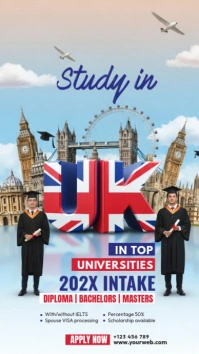 3d Study In Uk Ad  Instagram Story Digital Display (9:16) template