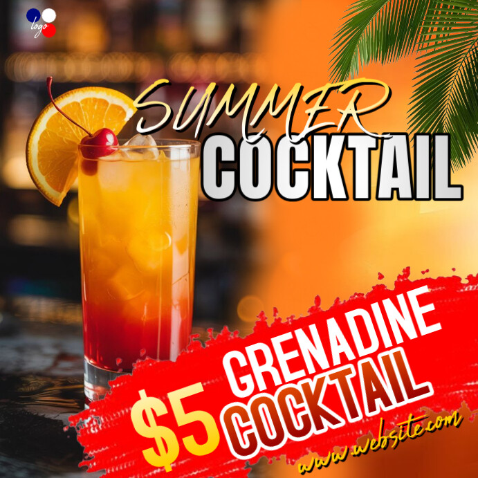 3d Summer Cocktail template Instagram Post