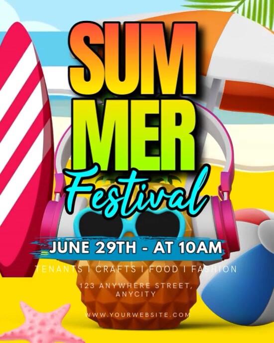 3d Summer Festival Instagram Portrait template