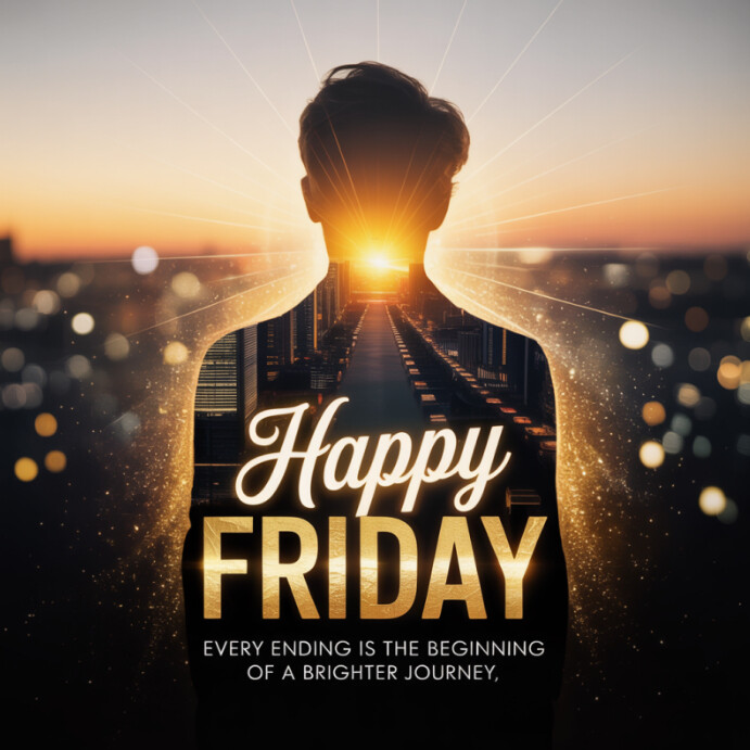 Copy of 3d Sunset Silhouette Happy Friday Quote Poster For Inspiration ...