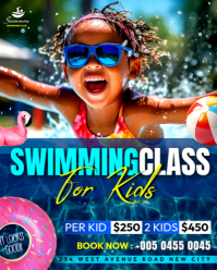 3d Swimming Class Kids Swim Lessons Classes Infant Children Private Training Academy Flyer Template Instagram Portrait