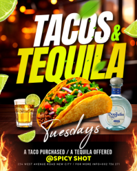 3d Tacos & Tequila Mexican Theme Tequilla Drinks Tekila Fiesta Tekilla Party Event Flyer Template In Instagram Portrait
