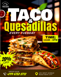 3d Tacos And Quesadillas Taco Bell Quesadillla Mexican Street Food Fiesta Night Promo Flyer Template Instagram Portrait