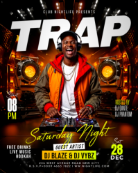 3d Trap Saturdays Hiphop Rap Music Night Dj Battle Club Party Disco Bar Event Invitation Flyer Templ Instagram Portrait template