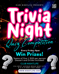 3d Trivia Night Quiz Competition Game Party Bar Pub Club Team Group Event Invitation Flyer Template Instagram Portrait